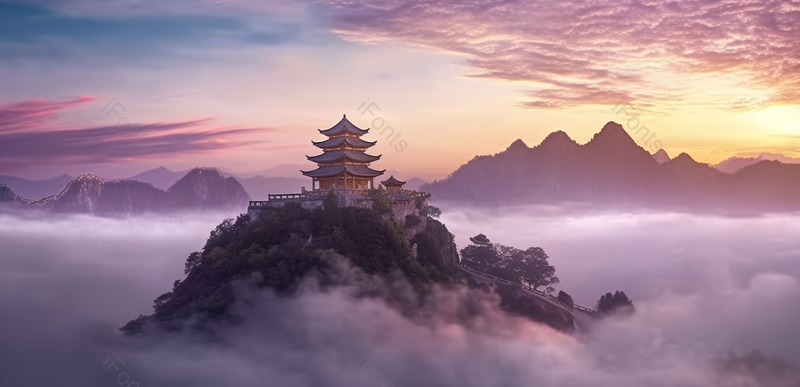 山顶之上塔建筑物远景实拍摄影图,高清,摄影图,摄影图片,图片大全,摄影图免费下载